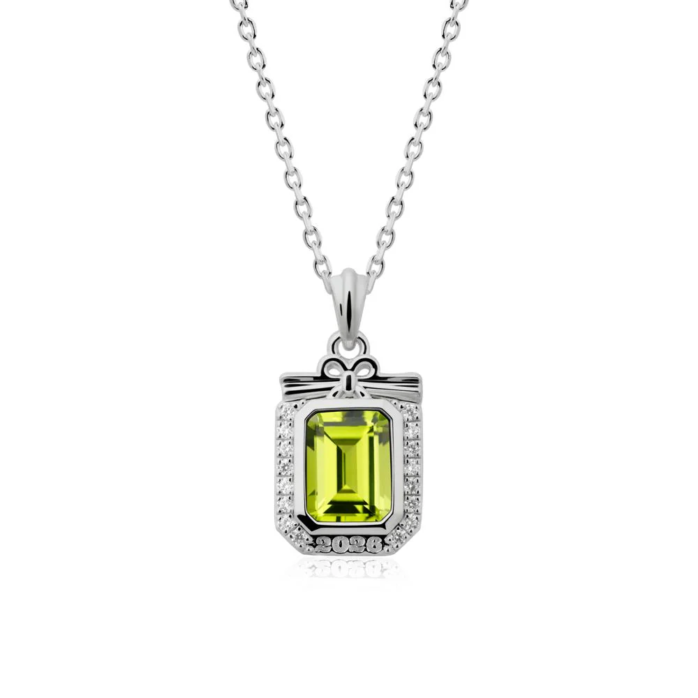 Personalized Graduation Peridot Halo Necklace - Image 8