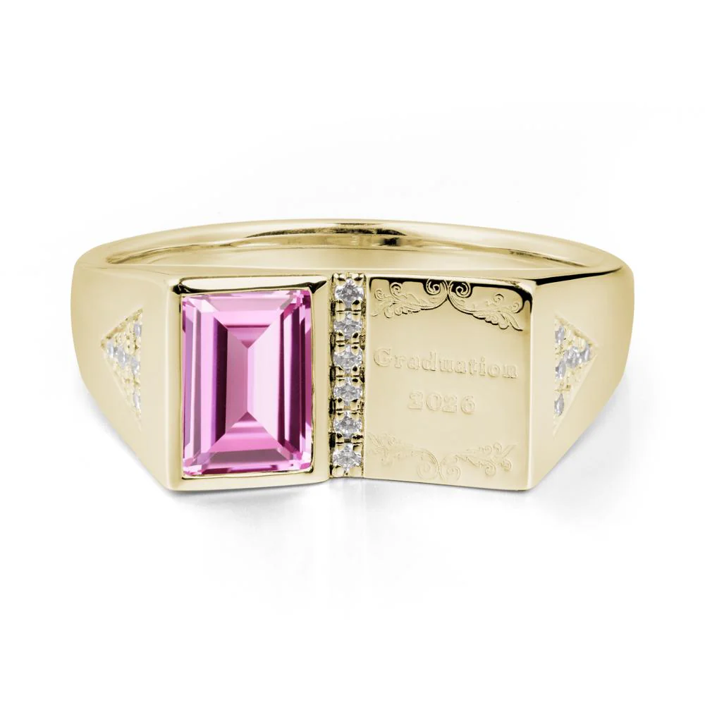 Personalized Graduation Pink Sapphire Ring - Image 2