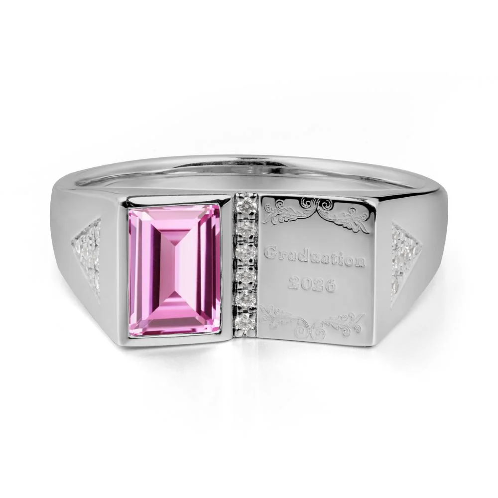 Personalized Graduation Pink Sapphire Ring - Image 5