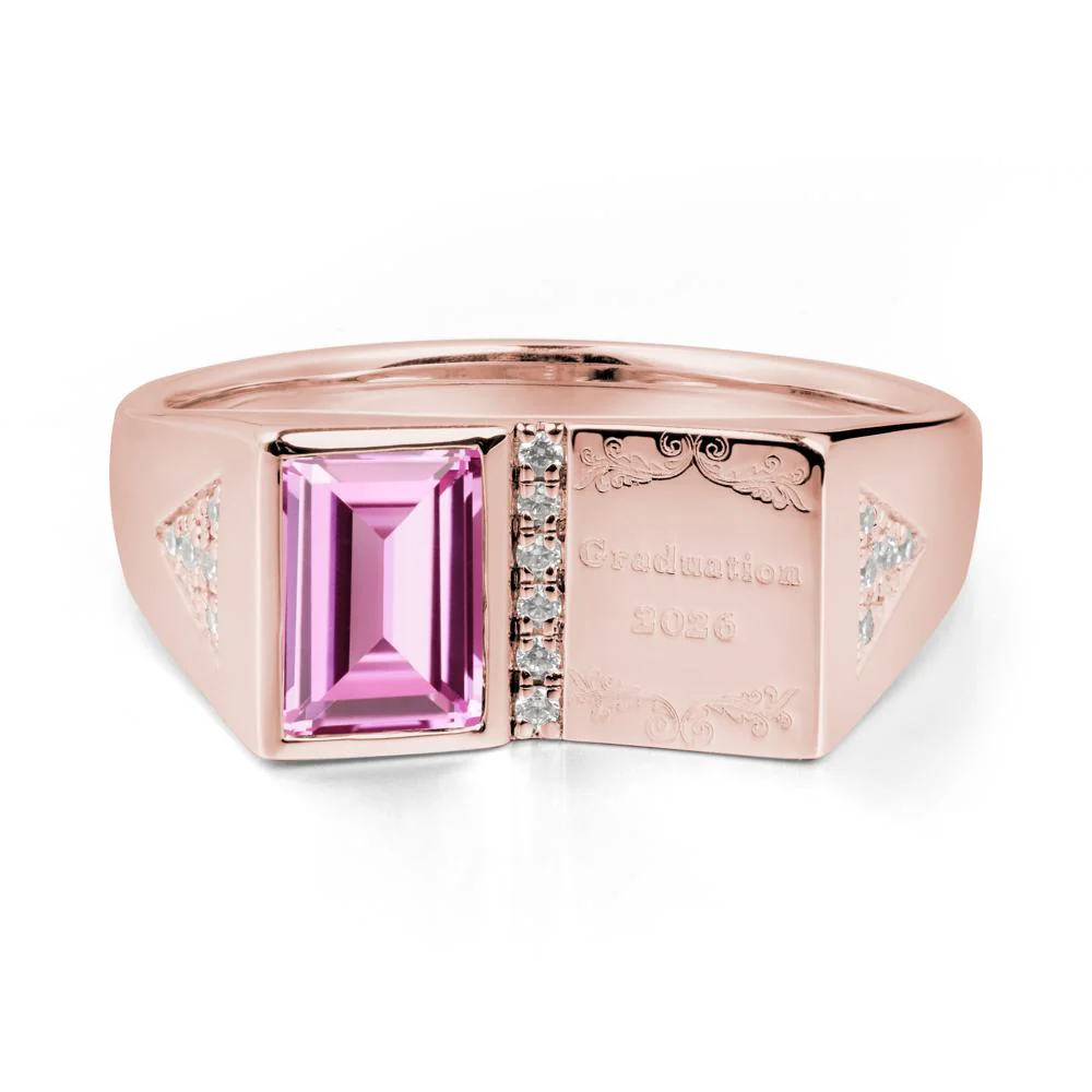 Personalized Graduation Pink Sapphire Ring - Image 8