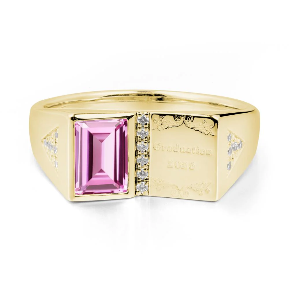 Personalized Graduation Pink Sapphire Ring - Image 9