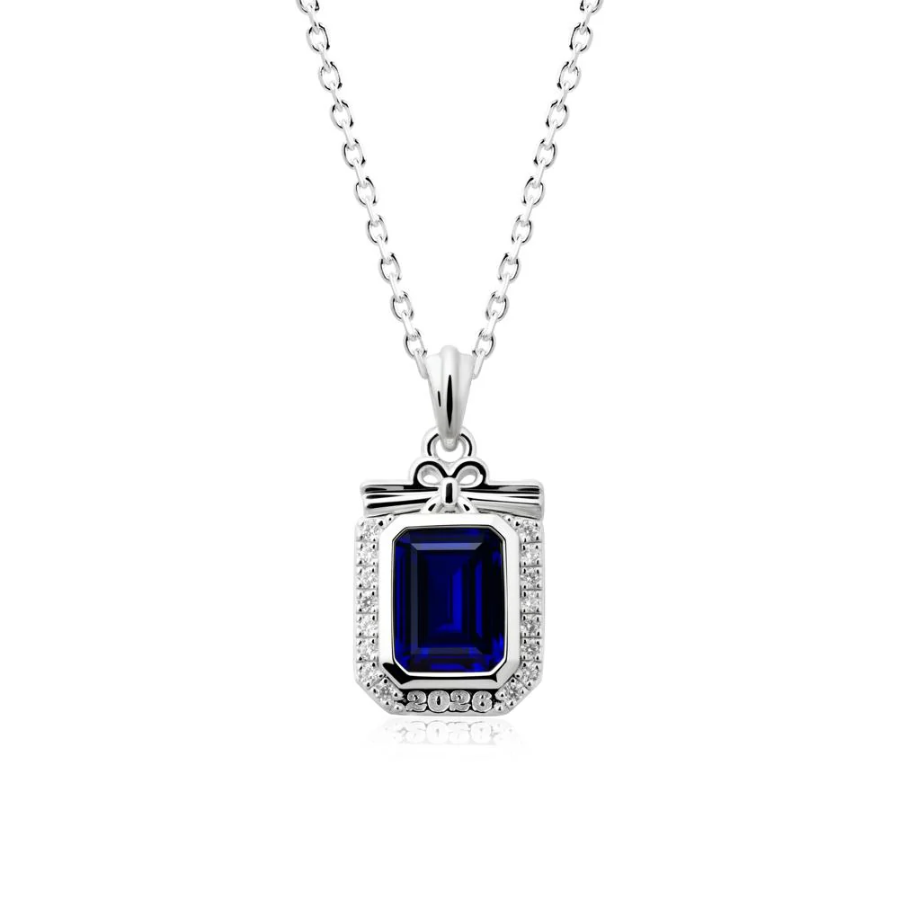 Personalized Graduation Sapphire Halo Necklace