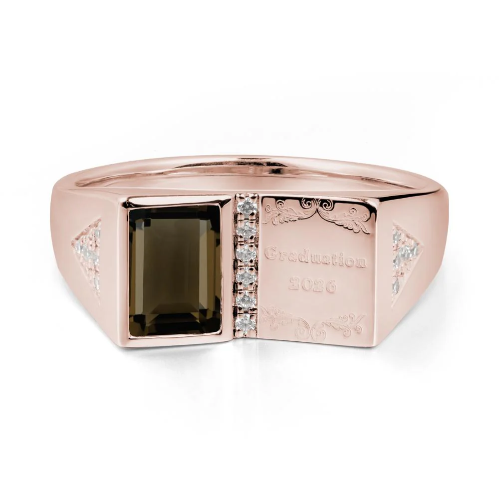 Personalized Graduation Smoky Quartz Ring