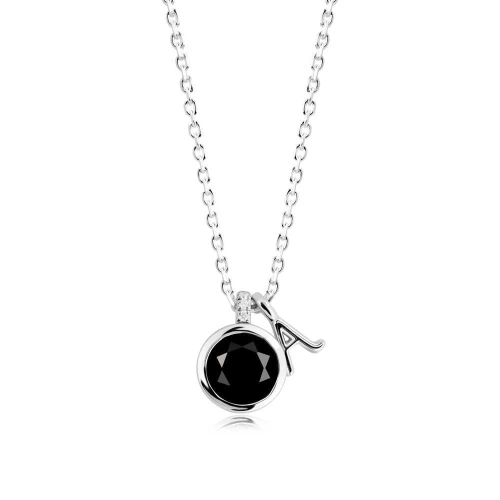 Personalized Initial Black Spinel Pendant - Image 4