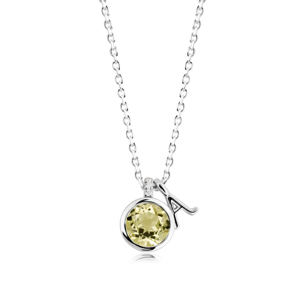 Personalized Initial Lemon Quartz Pendant - Image 2