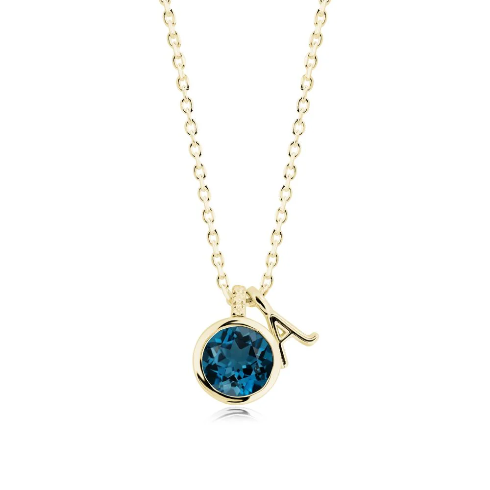 Personalized Initial London Blue Topaz Necklace - Image 4