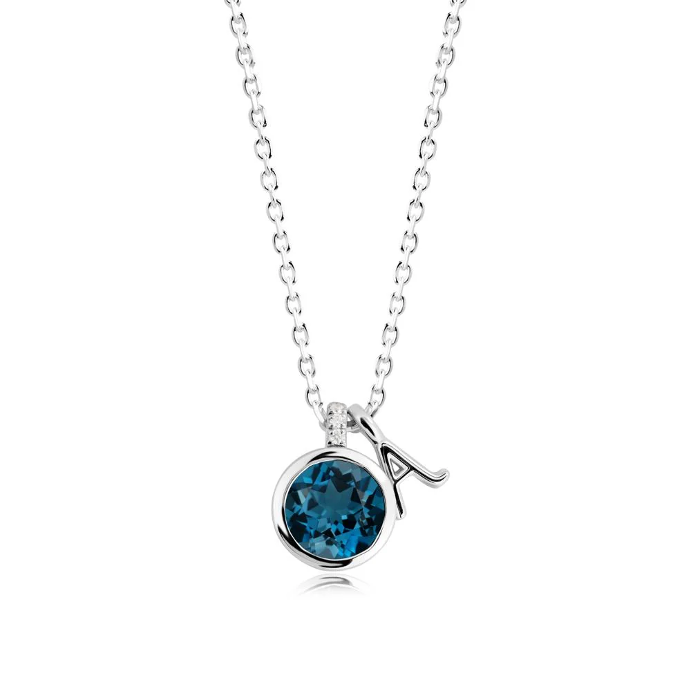 Personalized Initial London Blue Topaz Necklace - Image 5