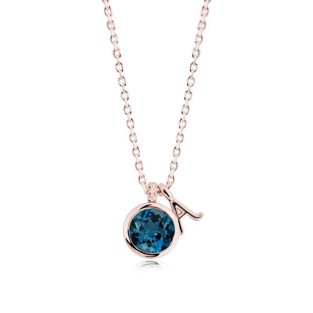 Personalized Initial London Blue Topaz Necklace - Image 7