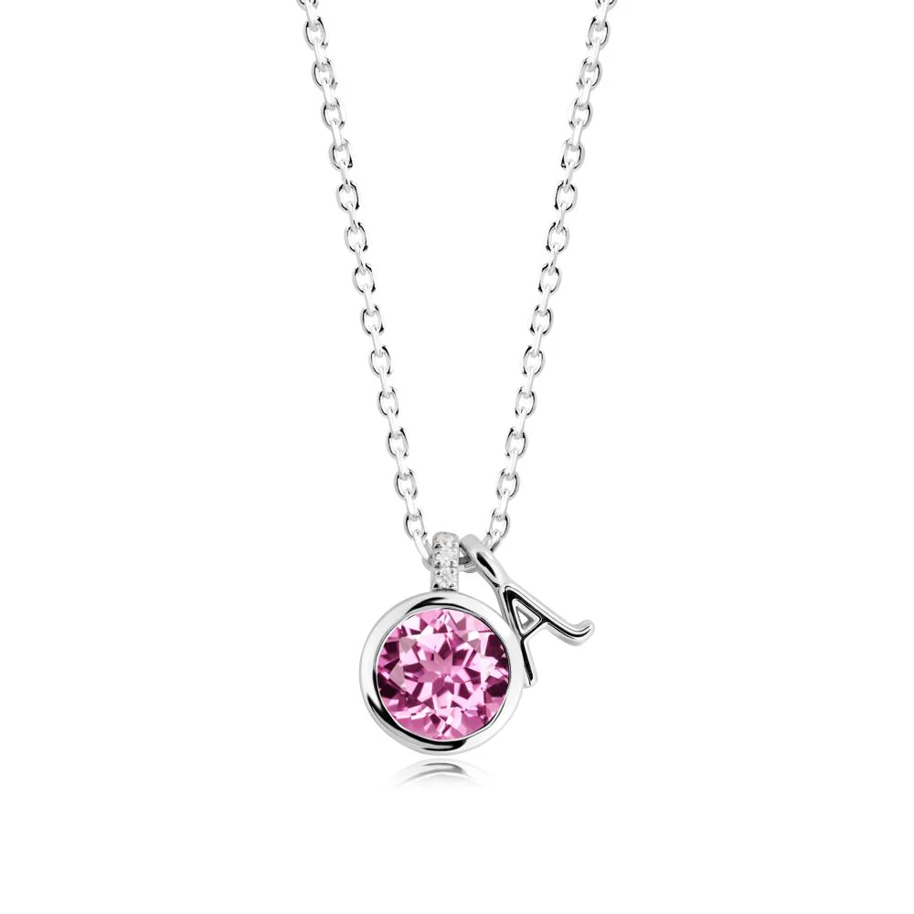 Personalized Initial Pink Sapphire Pendant