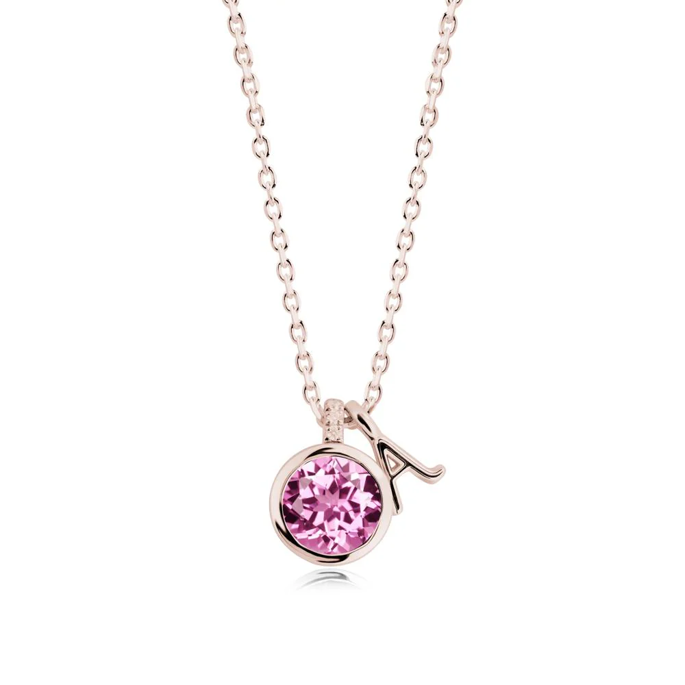 Personalized Initial Pink Sapphire Pendant - Image 6