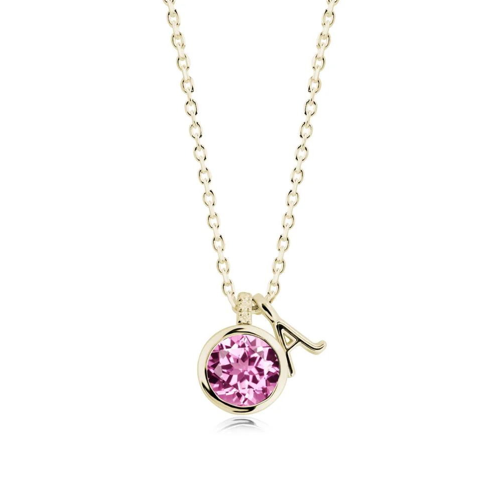 Personalized Initial Pink Sapphire Pendant - Image 8