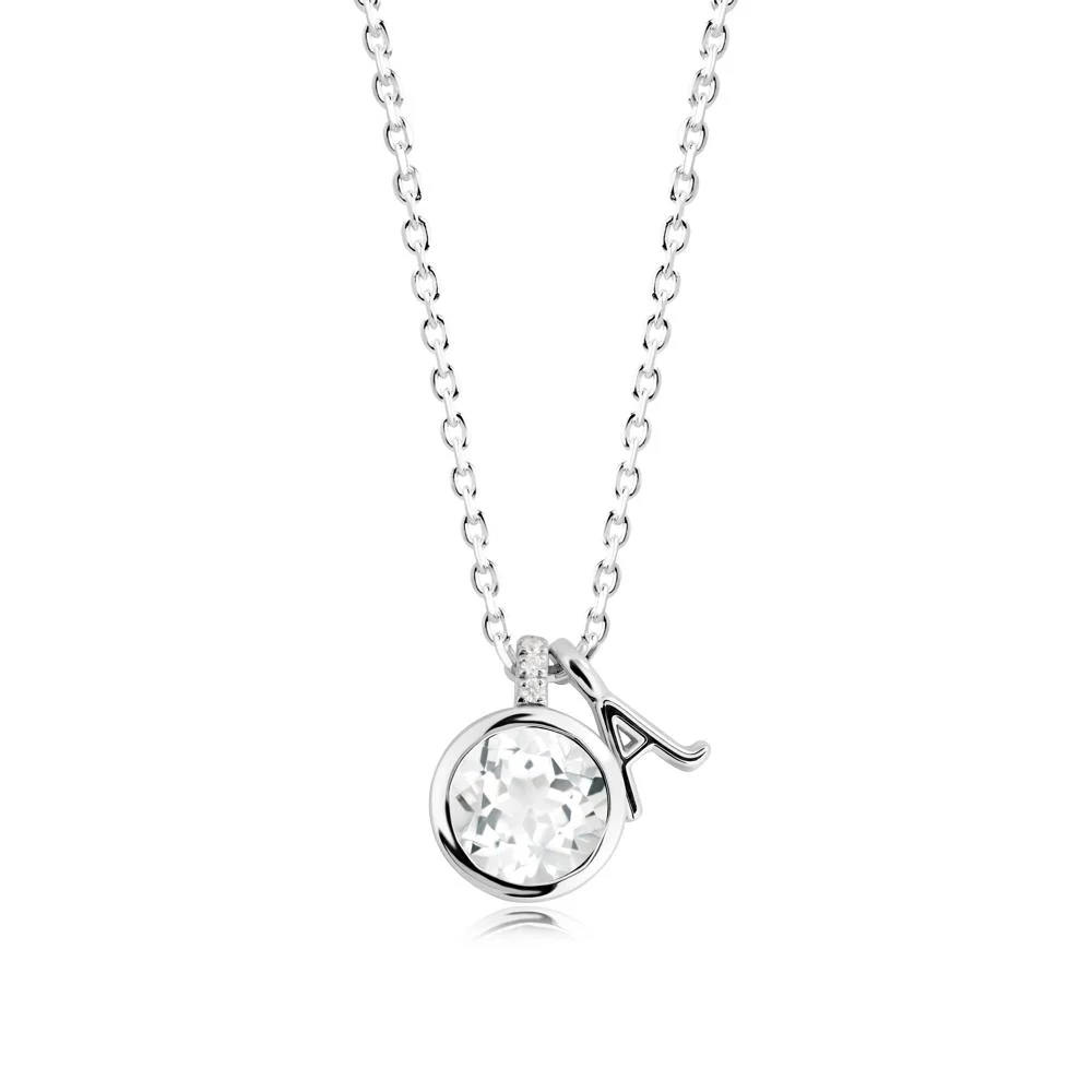 Personalized Initial White Topaz Necklace