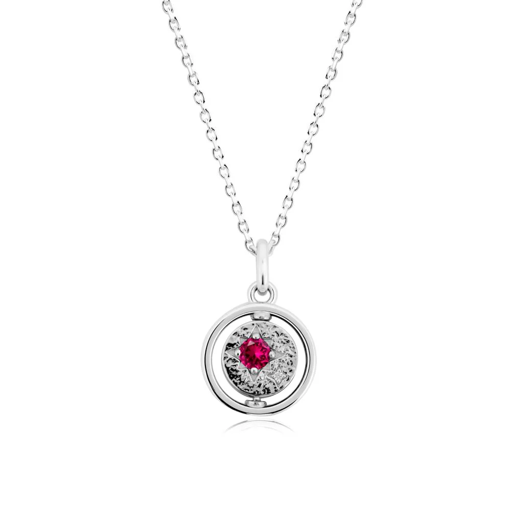 Personalized Zodiac Signs Spinning Ruby Pendant - Image 6