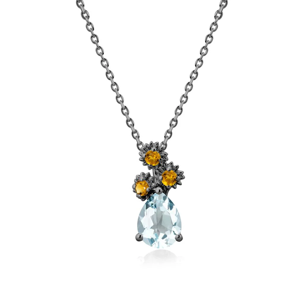 Petals of Promise Sunflower Aquamarine and Citrine Necklace - Image 7