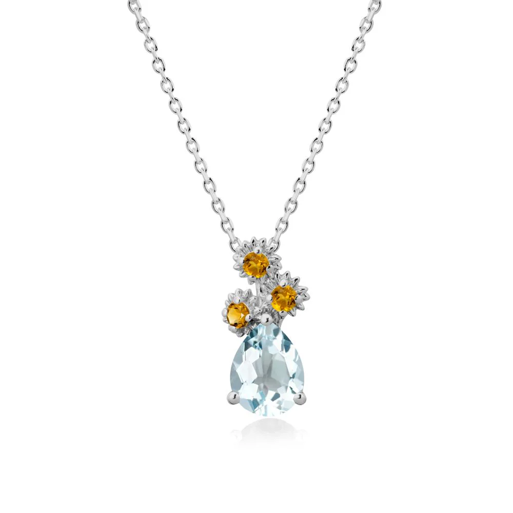 Petals of Promise Sunflower Aquamarine and Citrine Necklace - Image 8