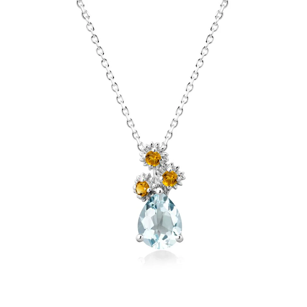 Petals of Promise Sunflower Aquamarine and Citrine Necklace - Image 9