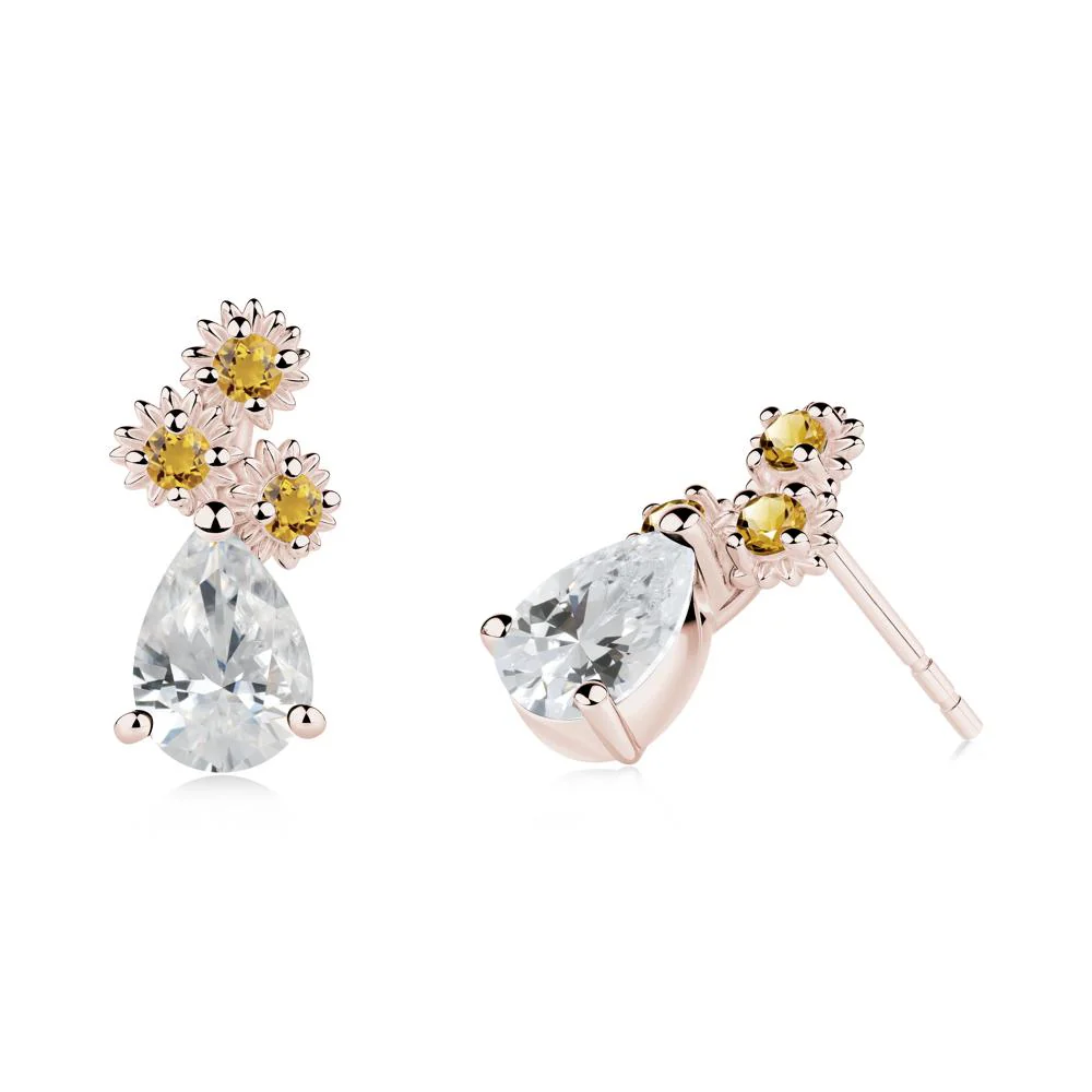 Petals of Promise Sunflower Cubic Zirconia and Citrine Earrings - Image 4