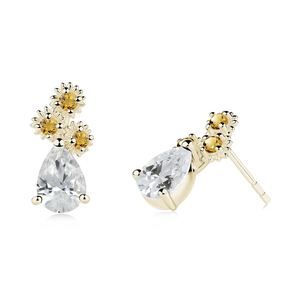 Petals of Promise Sunflower Cubic Zirconia and Citrine Earrings - Image 5