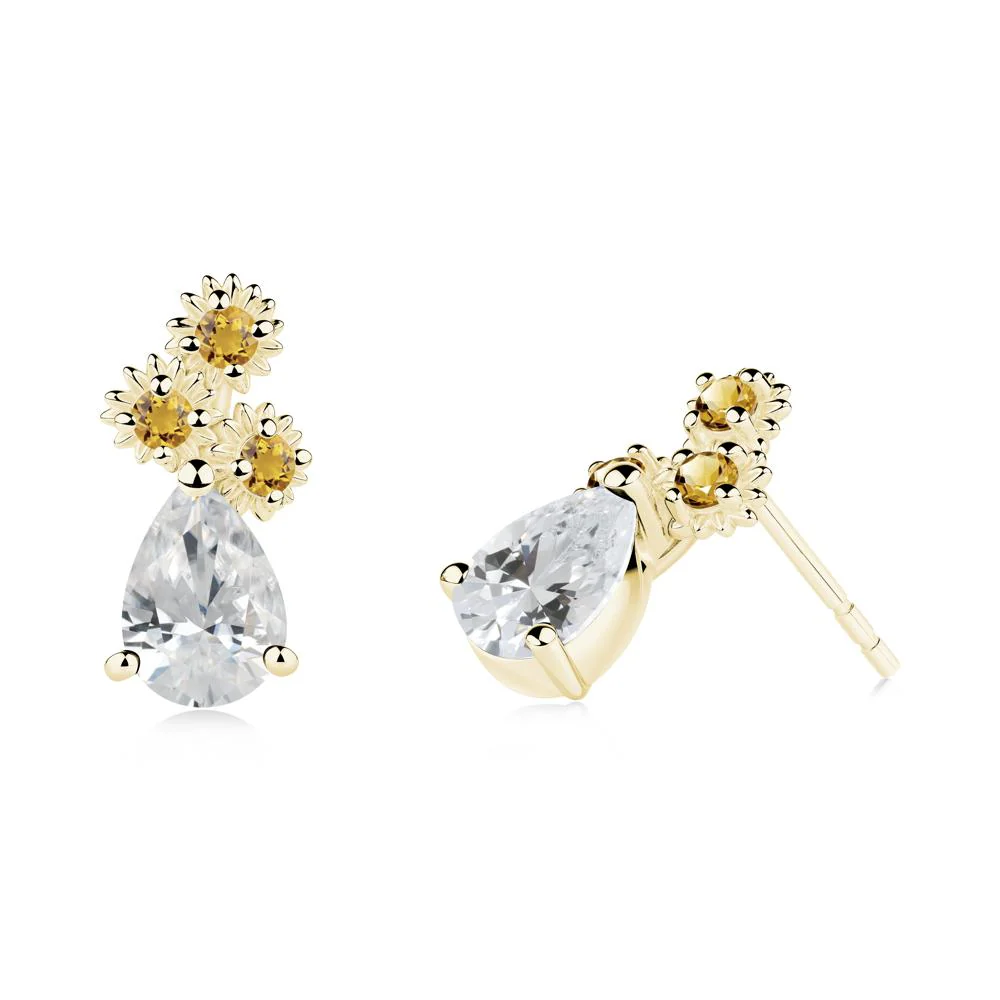 Petals of Promise Sunflower Cubic Zirconia and Citrine Earrings - Image 7