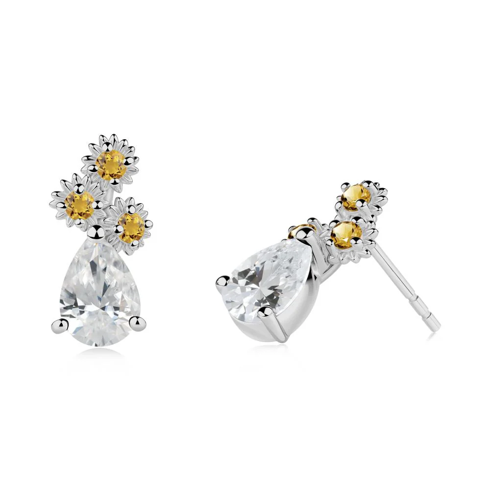 Petals of Promise Sunflower Cubic Zirconia and Citrine Earrings - Image 8