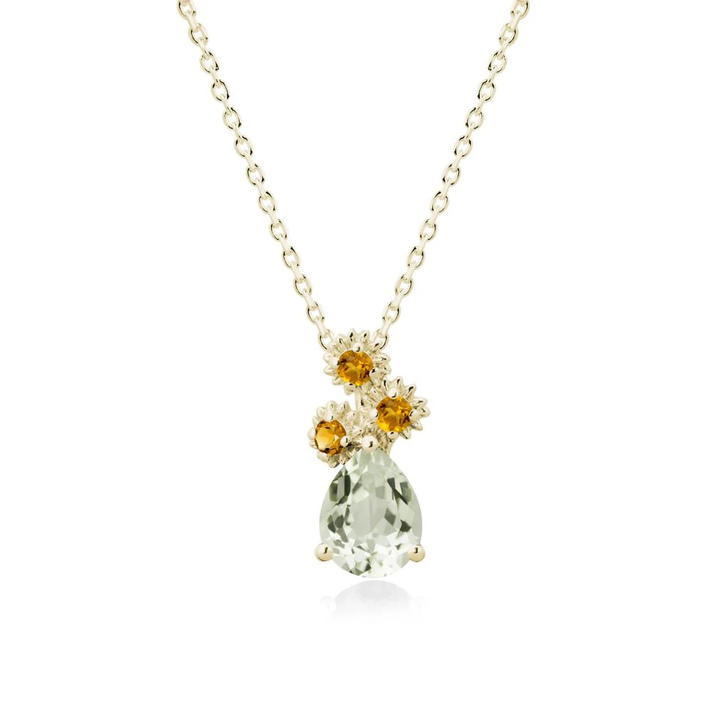 Petals of Promise Sunflower Green Amethyst and Citrine Necklace - Image 4