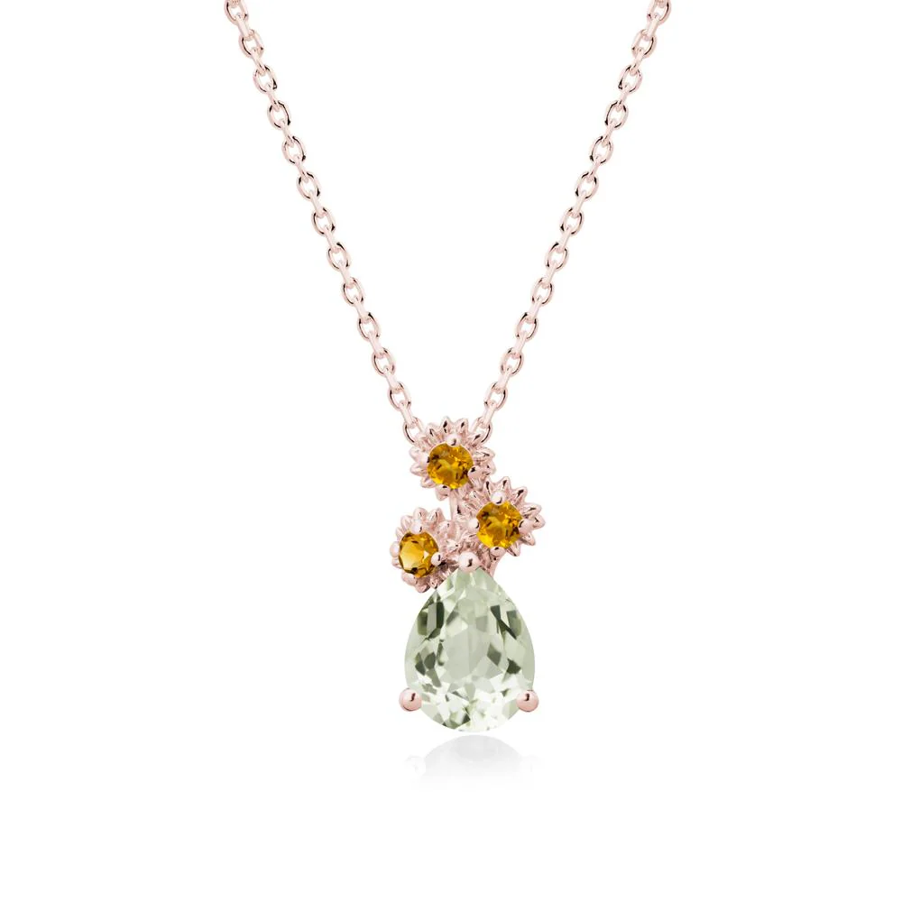 Petals of Promise Sunflower Green Amethyst and Citrine Necklace - Image 5