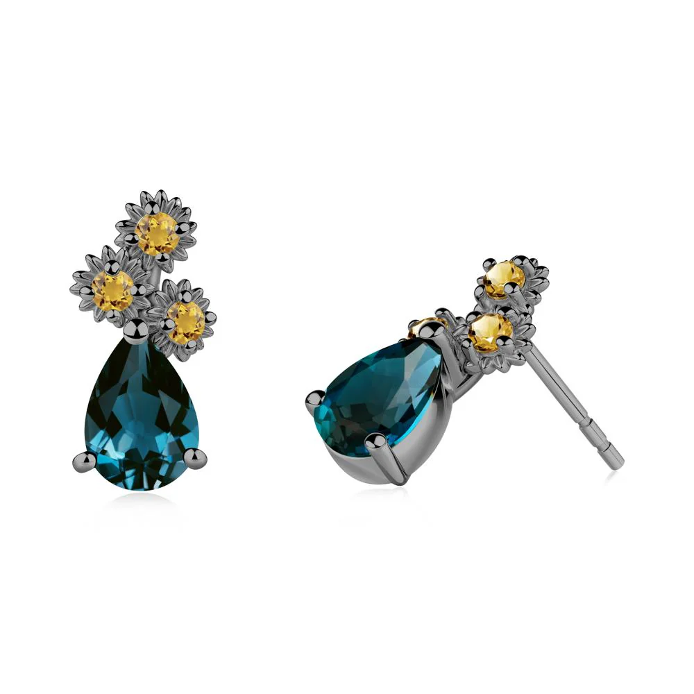 Petals of Promise Sunflower London Blue Topaz and Citrine Earrings - Image 9