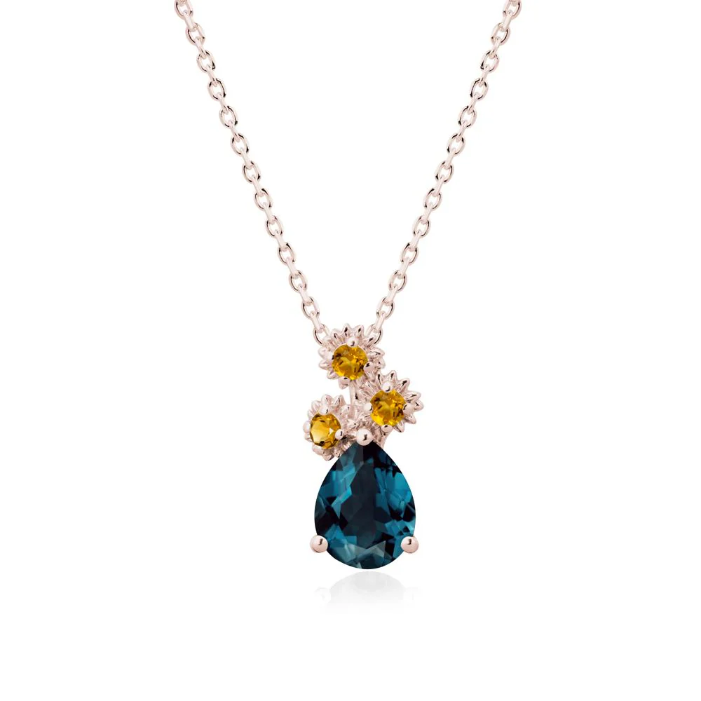 Petals of Promise Sunflower London Blue Topaz and Citrine Necklace - Image 2