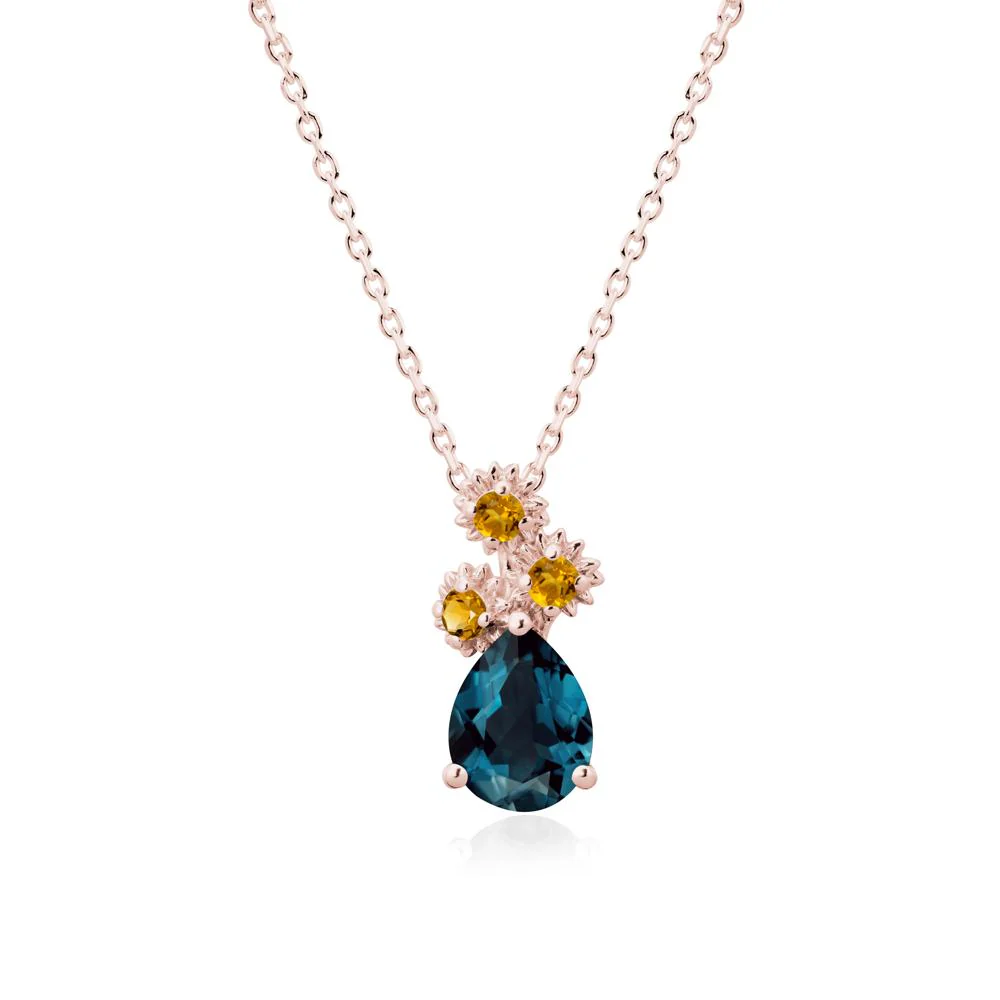 Petals of Promise Sunflower London Blue Topaz and Citrine Necklace - Image 5