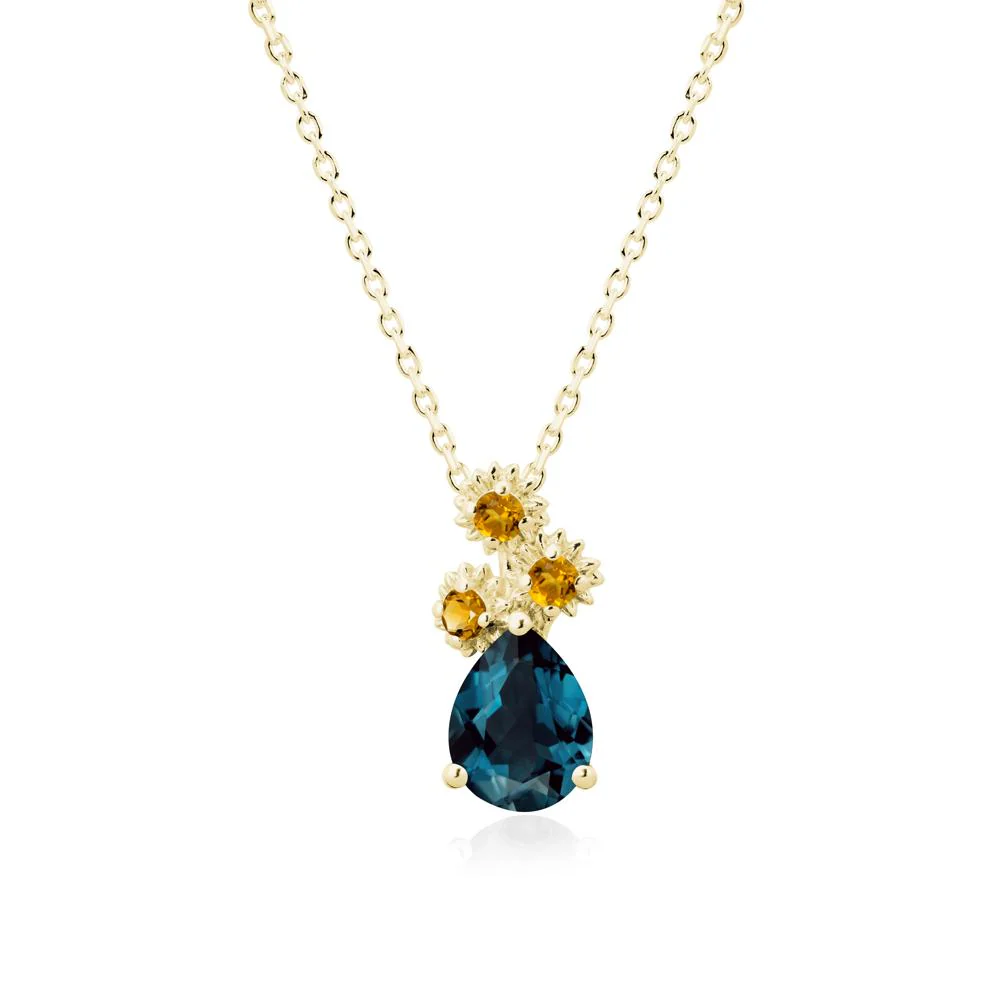 Petals of Promise Sunflower London Blue Topaz and Citrine Necklace - Image 7