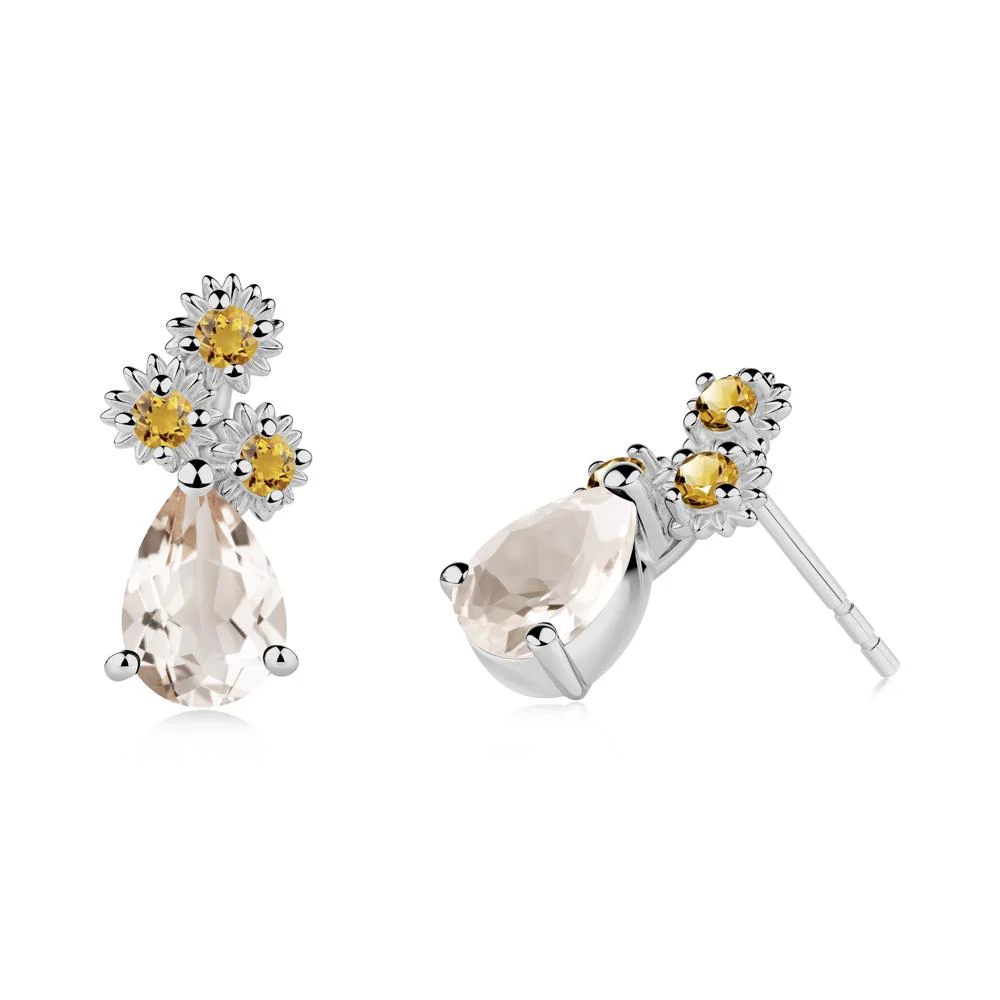 Petals of Promise Sunflower Morganite and Citrine Earrings