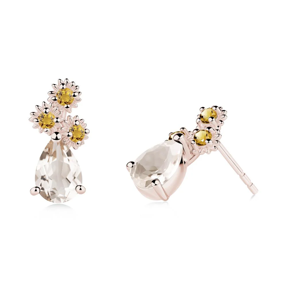 Petals of Promise Sunflower Morganite and Citrine Earrings - Image 7