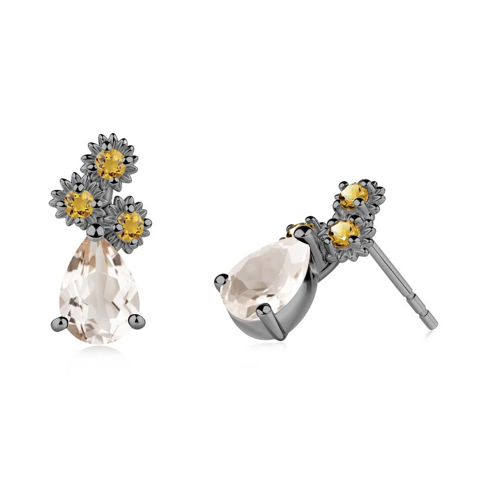 Petals of Promise Sunflower Morganite and Citrine Earrings - Image 8