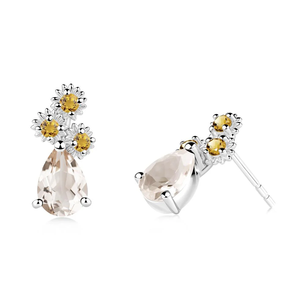 Petals of Promise Sunflower Morganite and Citrine Earrings - Image 9