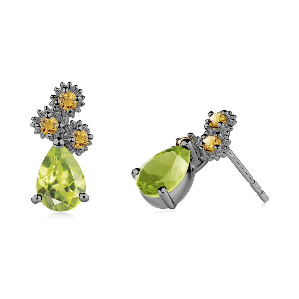 Petals of Promise Sunflower Peridot and Citrine Earrings - Image 9