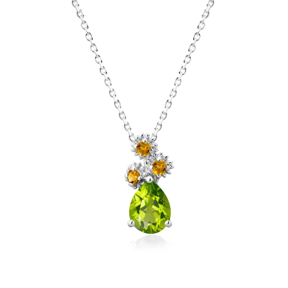 Petals of Promise Sunflower Peridot and Citrine Necklace