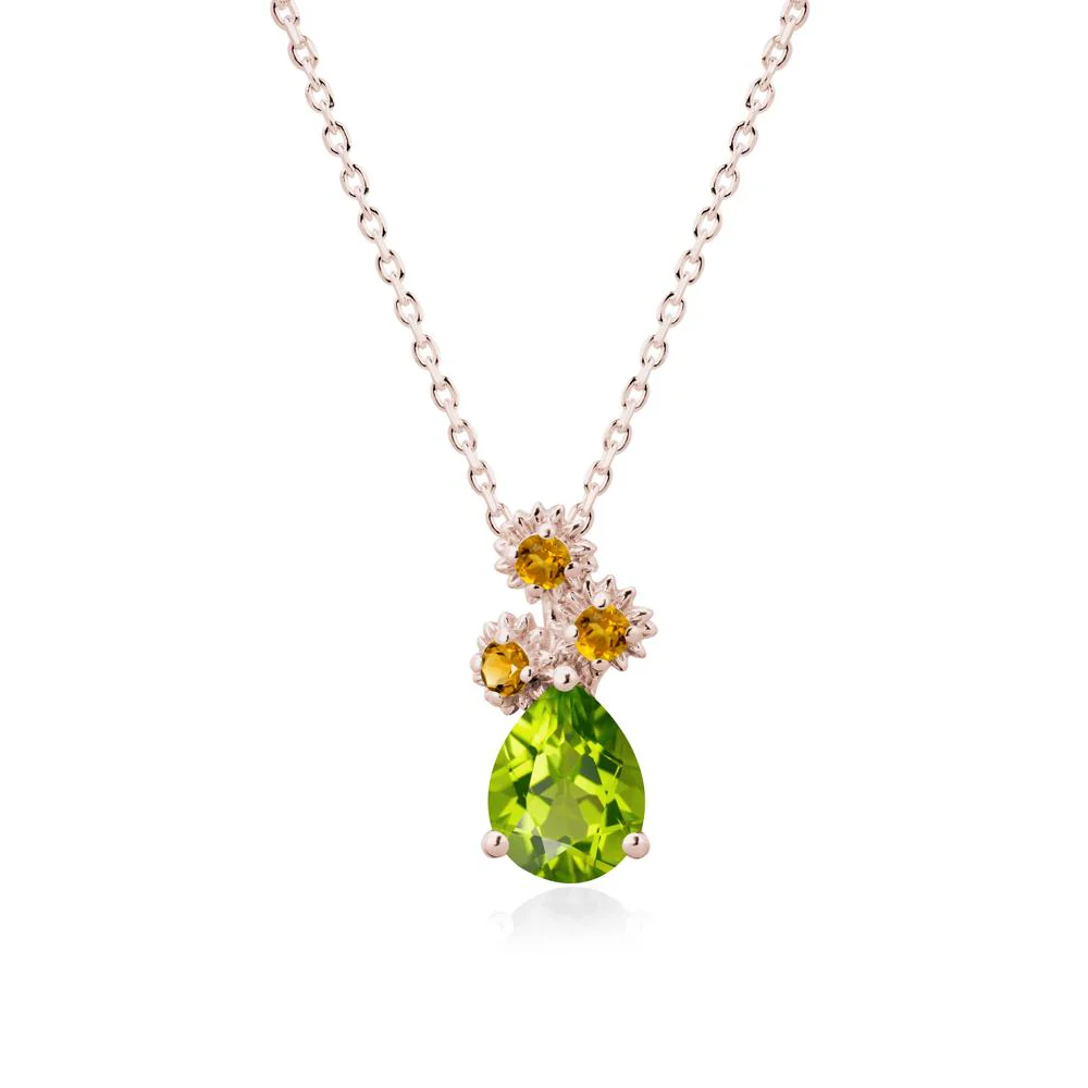 Petals of Promise Sunflower Peridot and Citrine Necklace - Image 2