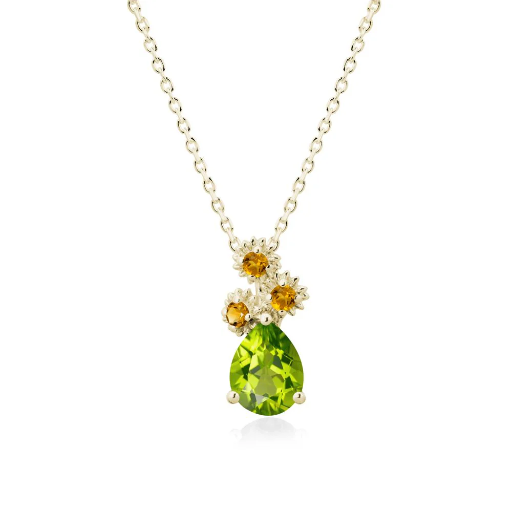 Petals of Promise Sunflower Peridot and Citrine Necklace - Image 3
