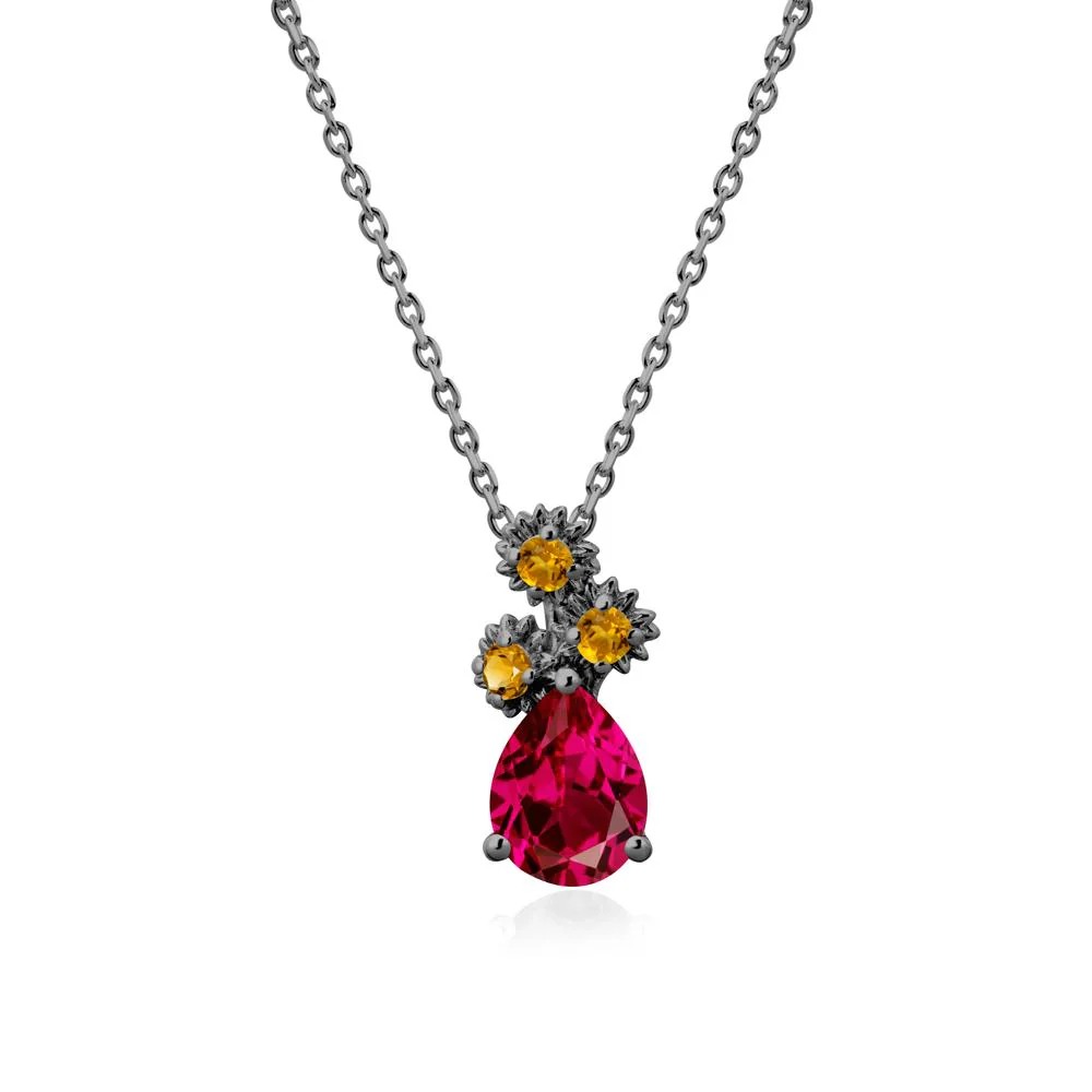 Petals of Promise Sunflower Ruby and Citrine Necklace - Image 8