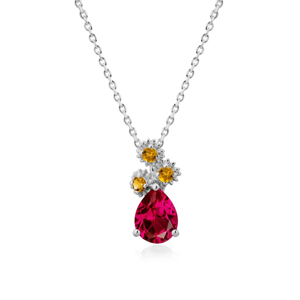 Petals of Promise Sunflower Ruby and Citrine Necklace - Image 9