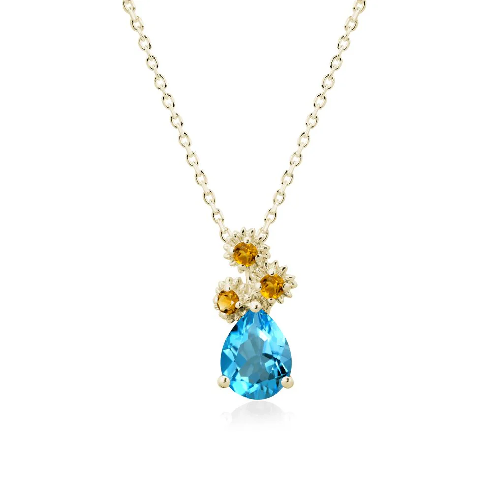 Petals of Promise Sunflower Swiss Blue Topaz and Citrine Necklace - Image 3