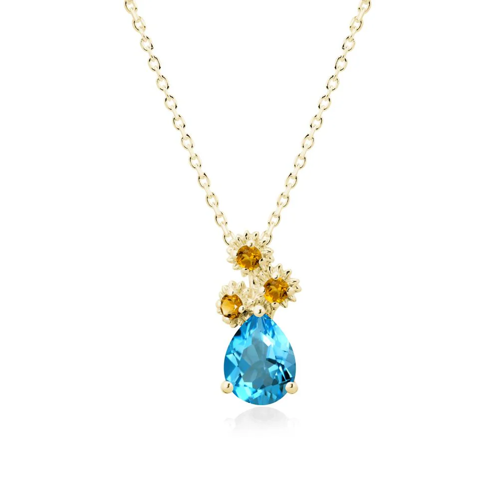 Petals of Promise Sunflower Swiss Blue Topaz and Citrine Necklace - Image 6