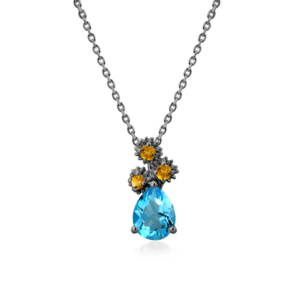Petals of Promise Sunflower Swiss Blue Topaz and Citrine Necklace - Image 7