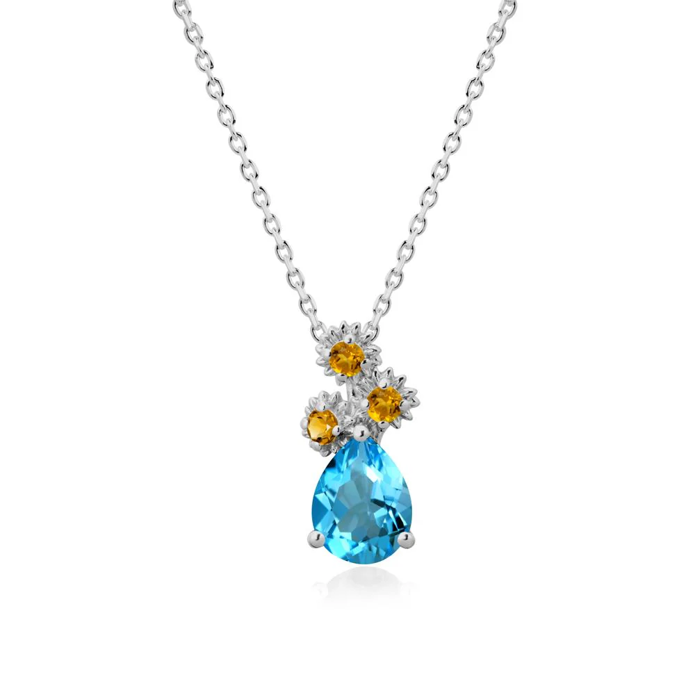 Petals of Promise Sunflower Swiss Blue Topaz and Citrine Necklace - Image 8