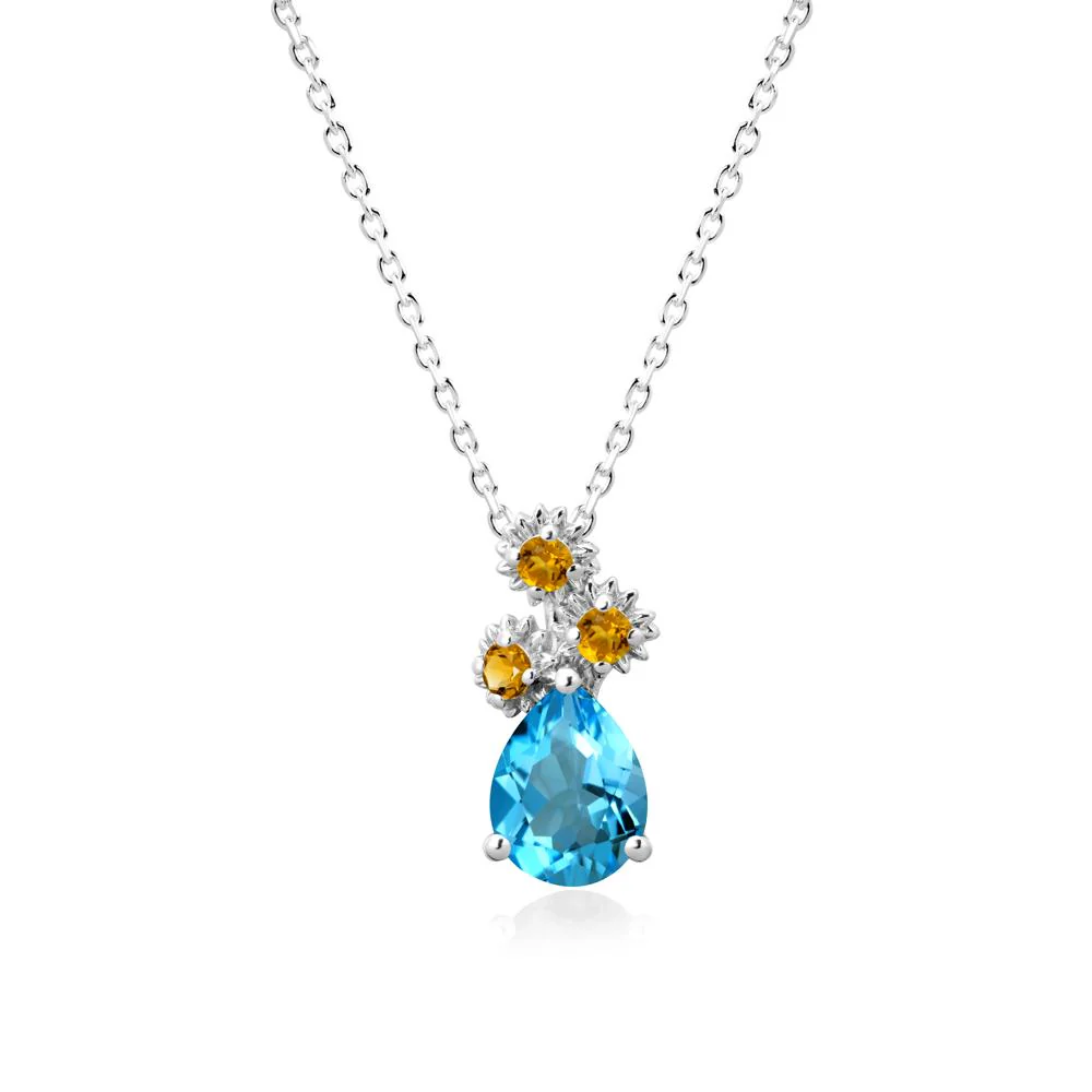 Petals of Promise Sunflower Swiss Blue Topaz and Citrine Necklace - Image 9