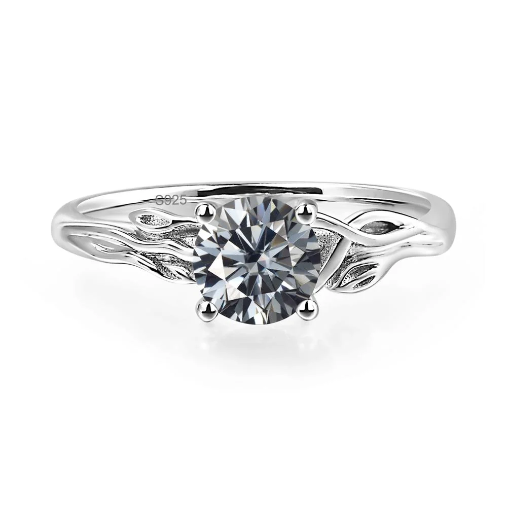 Petite Grey Moissanite Leaf Ring