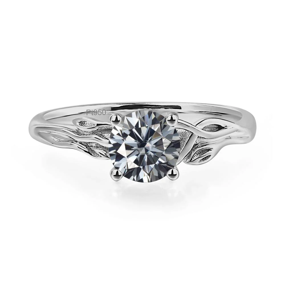 Petite Grey Moissanite Leaf Ring - Image 6