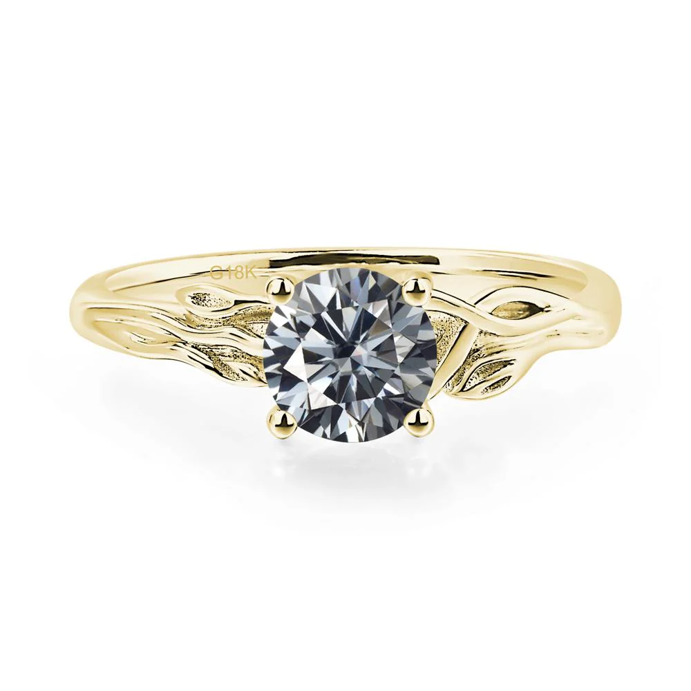 Petite Grey Moissanite Leaf Ring - Image 8