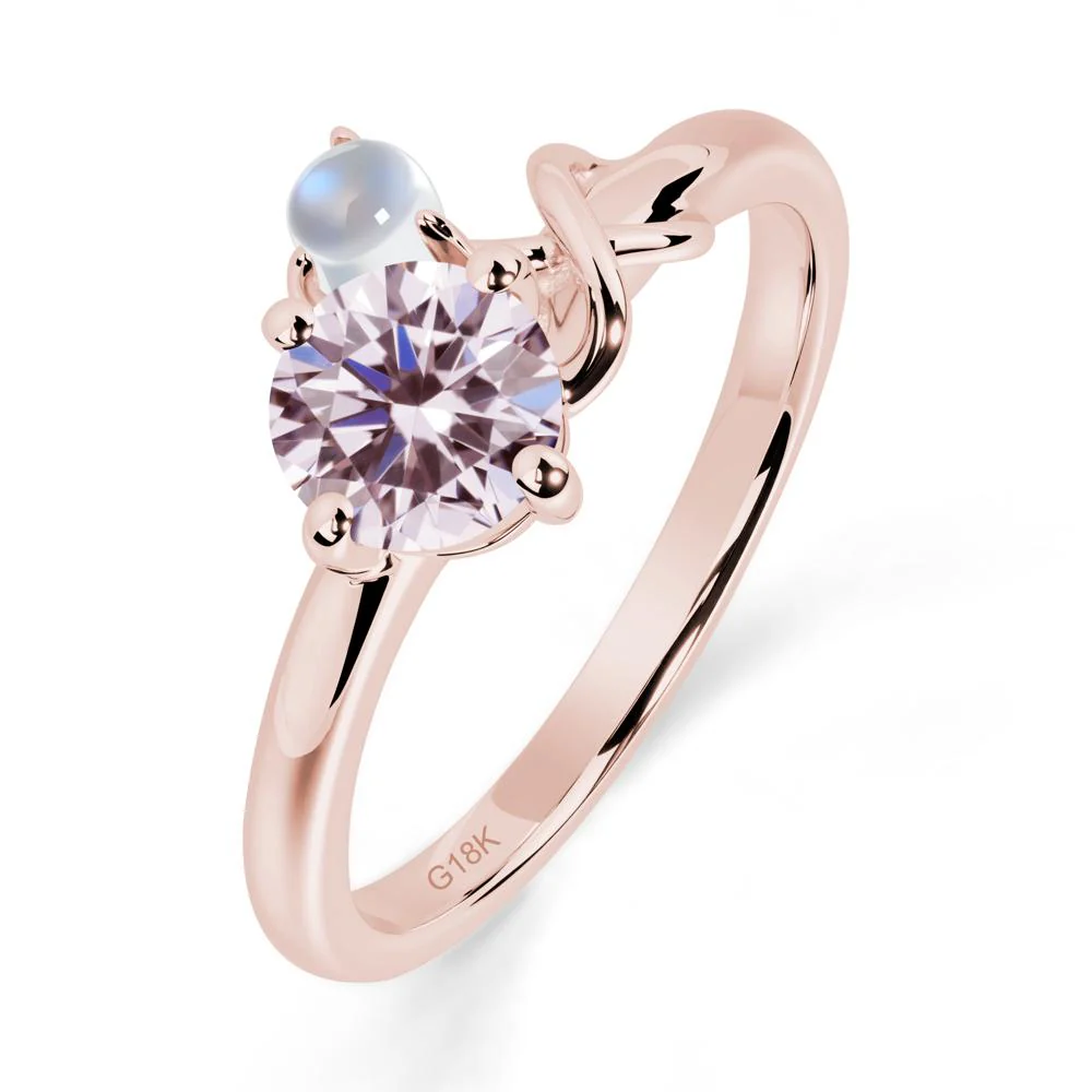 Pink Cubic Zirconia and Moonstone Infinity Knot Ring - Image 5