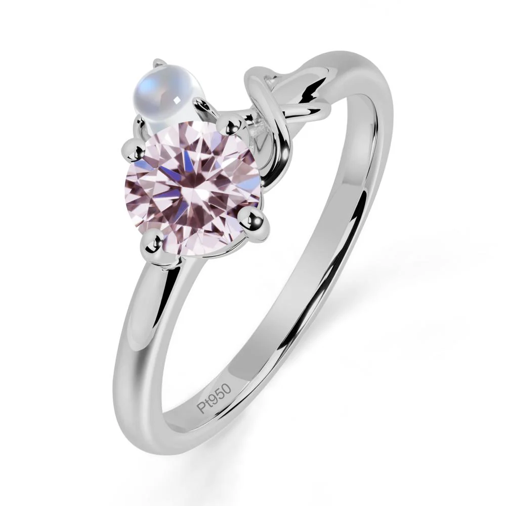 Pink Cubic Zirconia and Moonstone Infinity Knot Ring - Image 7
